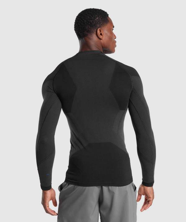 Panske Mikiny Gymshark Free Force Seamless Long Sleeve Čierne | PY4138629